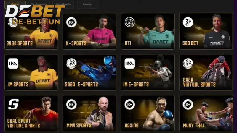 ประเภทกีฬาที่ได้รับความนิยมสูงสุดบน DEBET